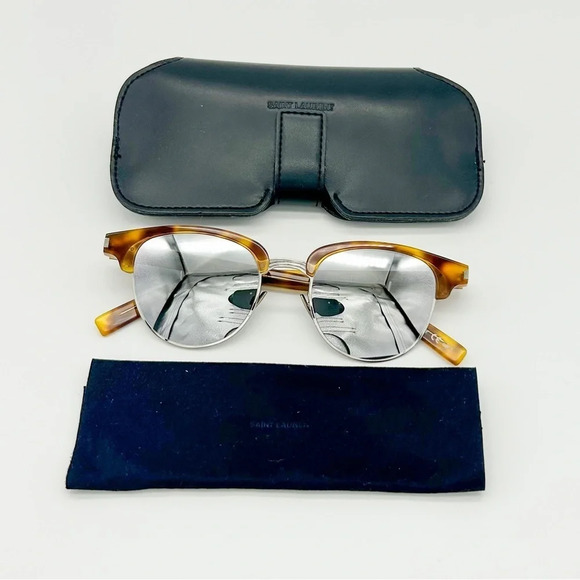 Authentic YVES SAINT LAURENT Tortoise Wayfarer Slim Sunglasses SL 160 new unused - Picture 1 of 11